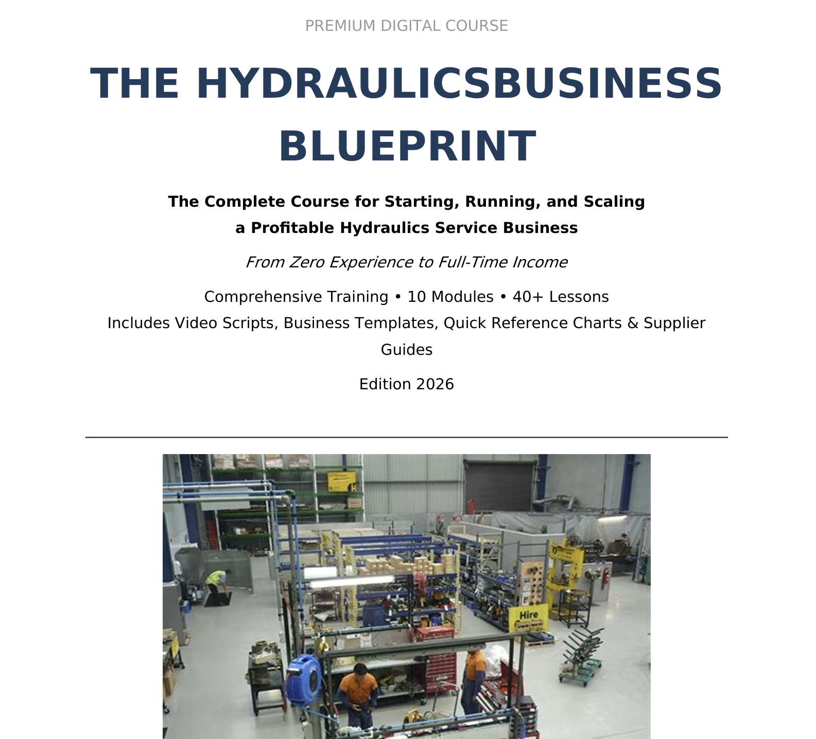 Hydraulics Business Training Course & Exclusive INFO